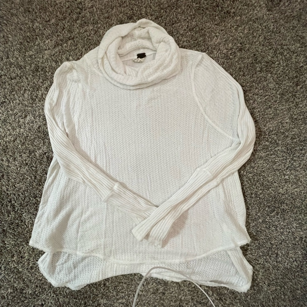 Free People Cozy White Turtleneck Sweater